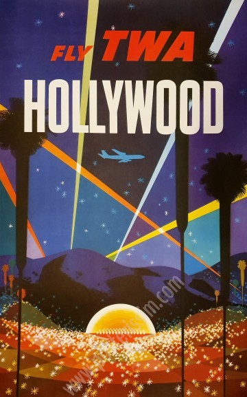 Affiche ancienne TWA Hollywood-posterissim