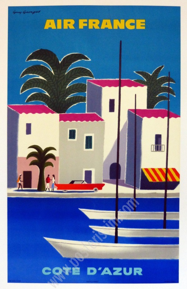 Affiche originale Air France Côte d'Azur 1959-Posterissim