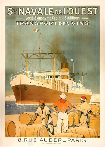 Affiche ancienne Société Navale de l'Ouest Transport de Vins-posterissim