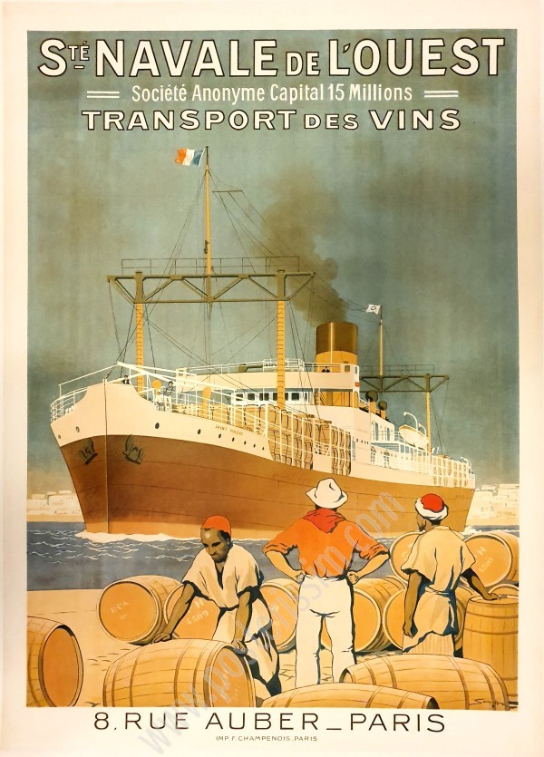 Affiche ancienne Société Navale de l'Ouest Transport de Vins-posterissim