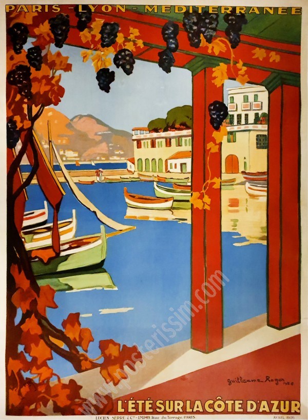 Affiche ancienne originale PLM L'été sur la Côte d'Azur-posterissim