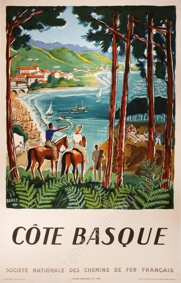 Affiche ancienne originale SNCF La Côte Basque-posterissim