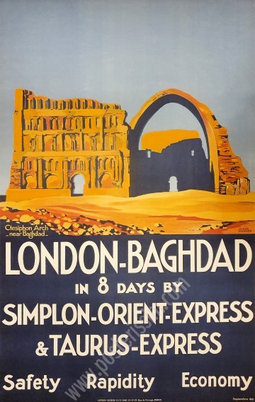 Affiche ancienne originale London-Baghdad in 8 days-posterissim