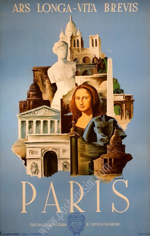 Affiche ancienne Paris ars longa vita brevis-posterissim