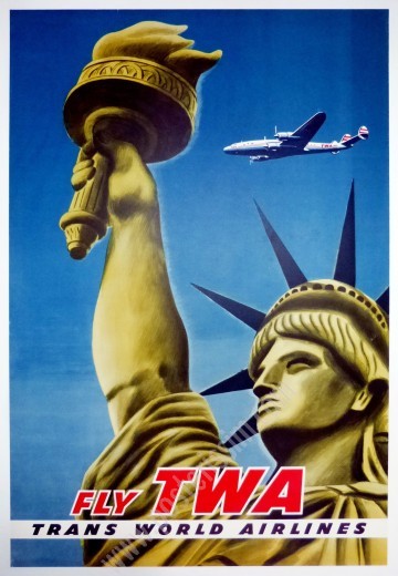 Affiche ancienne originale Fly TWA trans world airlines-posterissim