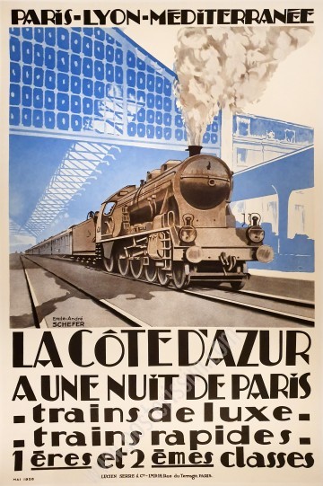 Affiche ancienne originale de 1926 PLM Côte d'azur-posterissim