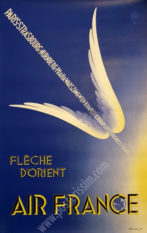 Affiche ancienne originale Air France: Flèche d'Orient-posterissim