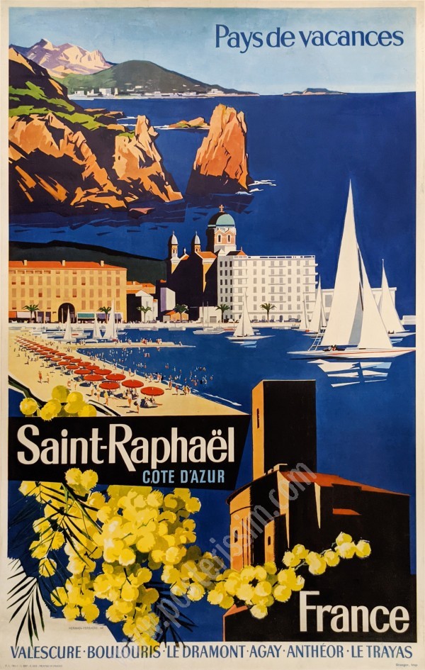 Affiche ancienne originale Saint-Raphaël Pays de Vacances-posterissim