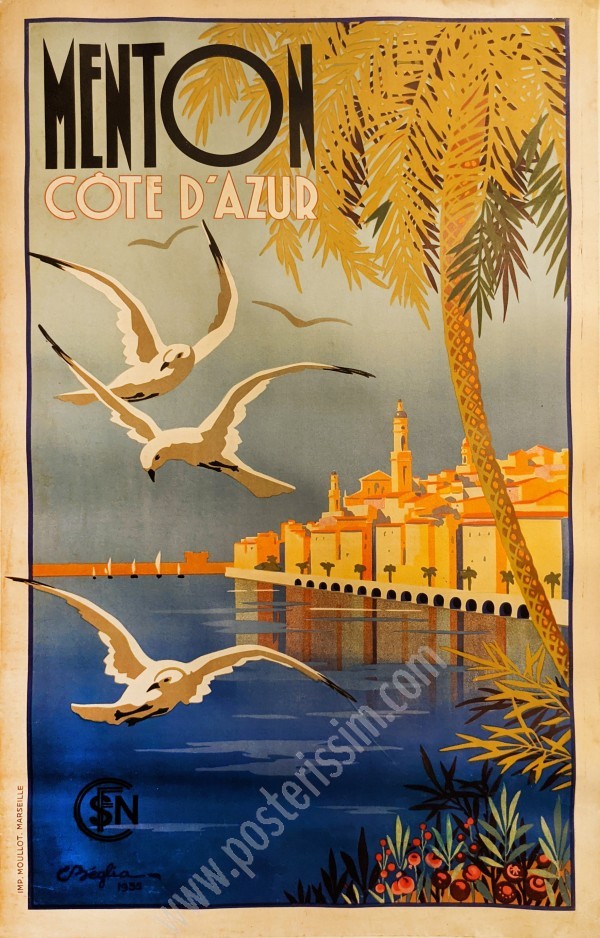 Affiche ancienne originale SNCF Menton-posterissim