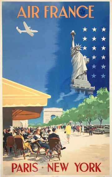 Affiche originale Air France Paris New York-posterissim