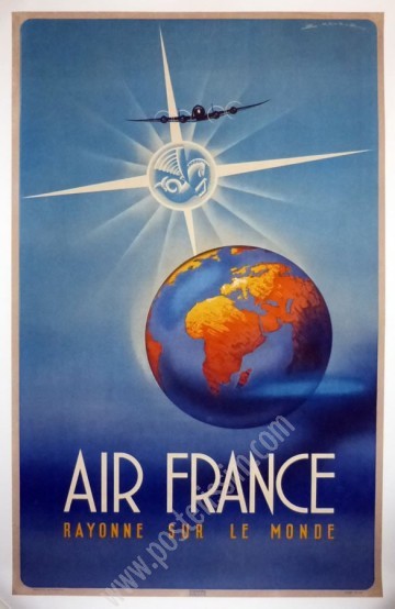 Affiche originale Air France rayonne sur le monde-posterissim