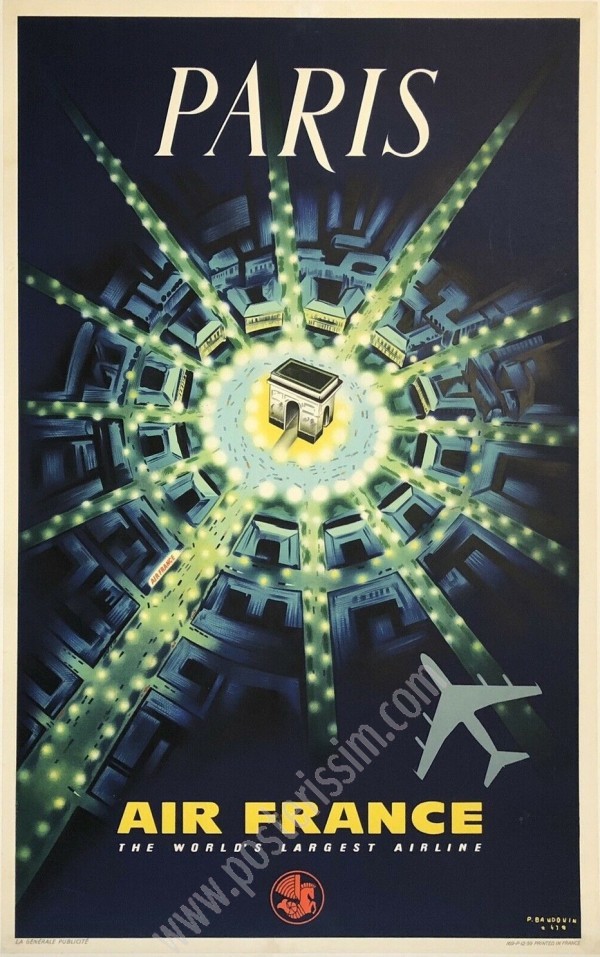 Affiche originale Air France the world's largest airline : Paris-posterissim