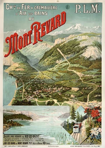 Affiche ancienne originale PLM : Chemin de fer à crémaillère entre Aix-les-Bains et le Mont Revard-posterissim