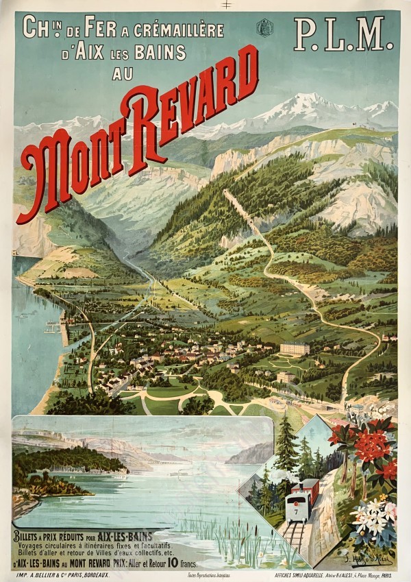 Affiche ancienne originale PLM : Chemin de fer à crémaillère entre Aix-les-Bains et le Mont Revard-posterissim