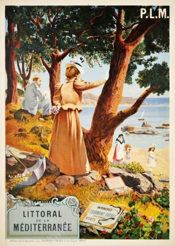 Affiche ancienne originale PLM : Littoral de la Méditerranée-posterissim