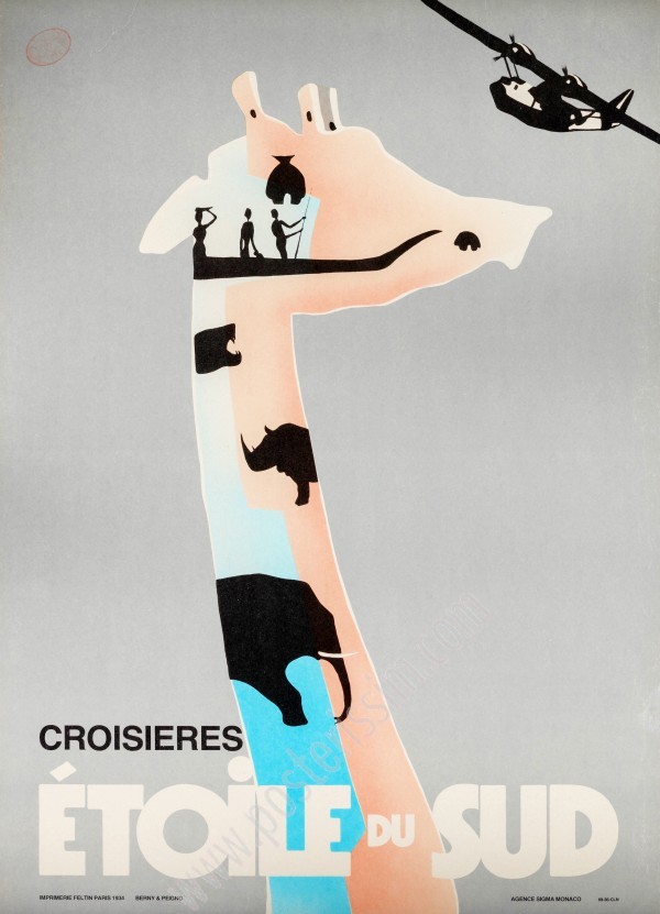 Affiche ancienne originale Croisières Etoile du Sud-posterissim