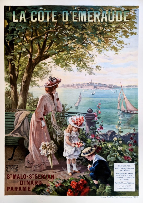 La Côte d'Emeraude, affiche ancienne originale de 1900-posterissim