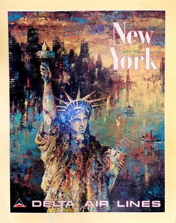 Affiche ancienne originale Delta Airlines : New York-posterissim